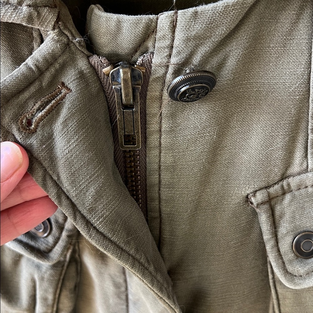 Free People Army Green XS Cargo Utility Midi Jacket Cotton - Picture 9 of 12